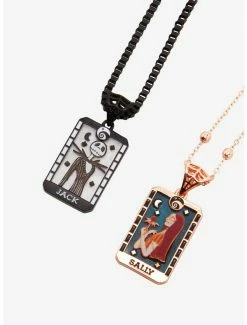 Horror Disney The Nightmare Before Christmas Jack Skellington & Sally Tarot Cards Bestie Necklace Set - BoxLunch Exclusive