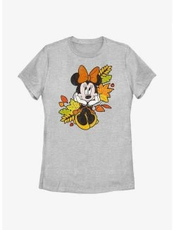 Cartoons Disney Minnie Mouse Minnie Fall Leaves Womens T-Shirt