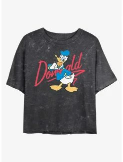 Cartoons Disney Donald Duck Signature Donald Mineral Wash Crop Womens T-Shirt