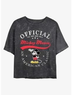 Cartoons Disney Mickey Mouse An American Classic Mineral Wash Crop Womens T-Shirt