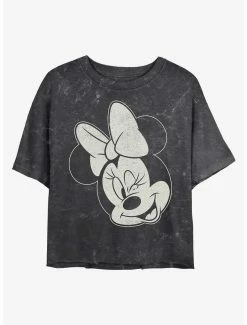 Cartoons Disney Minnie Mouse Minnie Wink Mineral Wash Crop Womens T-Shirt