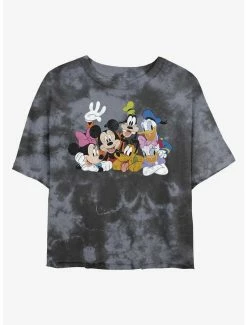 Cartoons Disney Mickey Mouse And Friends Womens Tie-Dye Crop T-Shirt